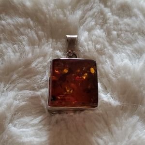 Silver Amber Pendant